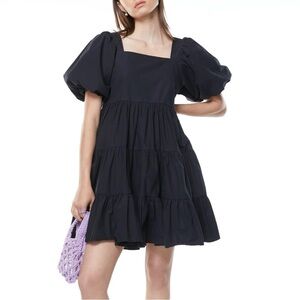 OAK + FORT Puff Sleeve Cotton Mini Dress Size Small
